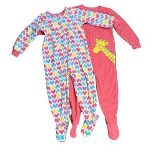 NWOT Kids Headquarters Long Sleeve Heart Multi 2-Piece Footed Bodysuit Set 3T
